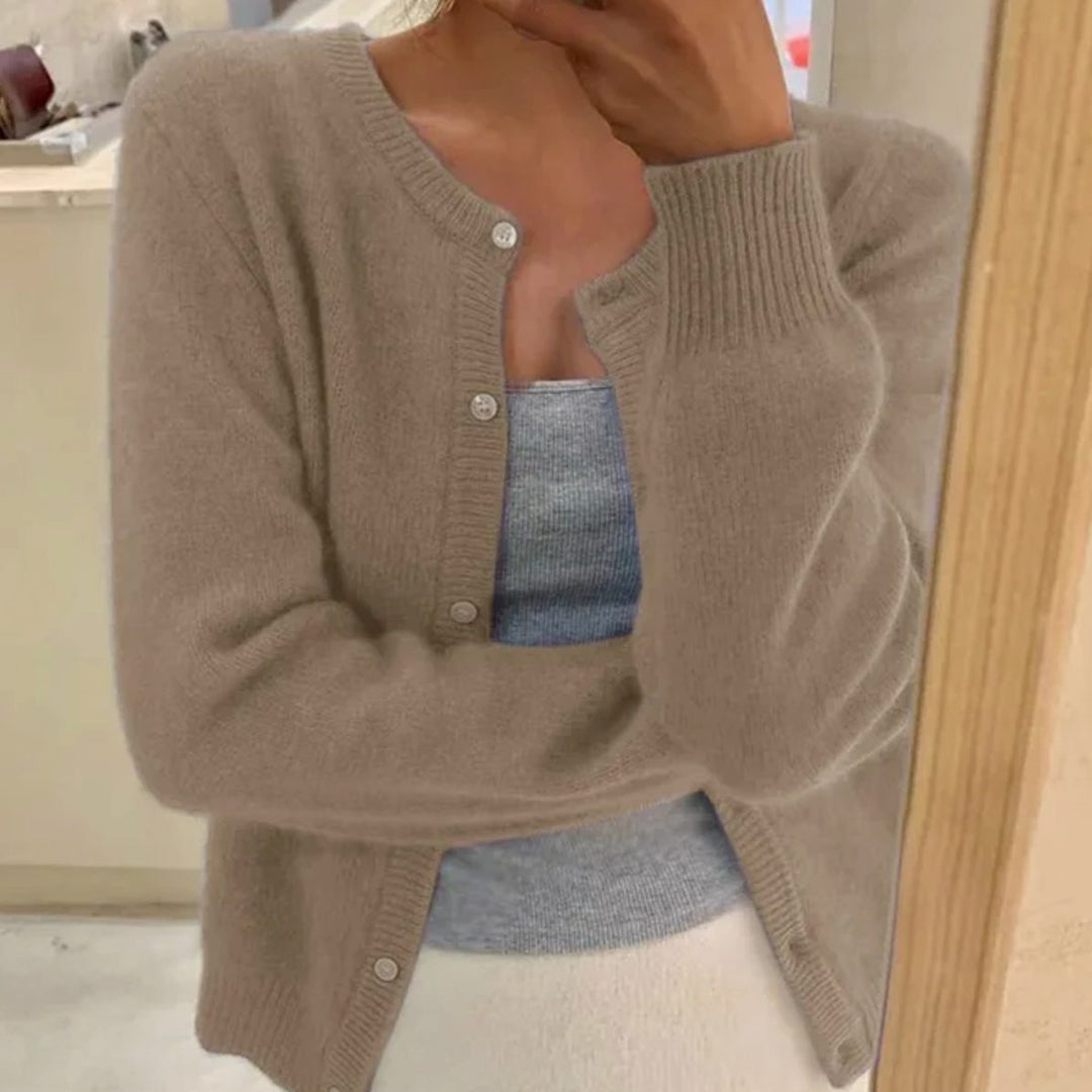 Women's Relaxed-Fit Long Sleeve Button Cardigan Sweater - Khaki