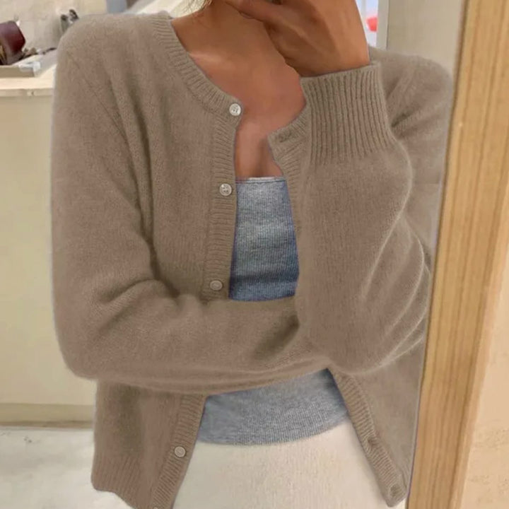 Women's Relaxed-Fit Long Sleeve Button Cardigan Sweater - Khaki