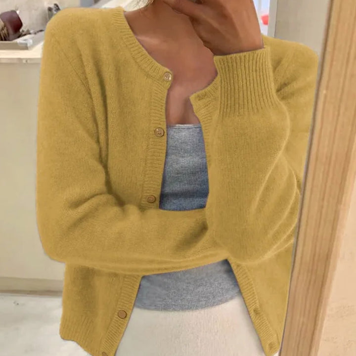 Women's Relaxed-Fit Long Sleeve Button Cardigan Sweater - Yellow
