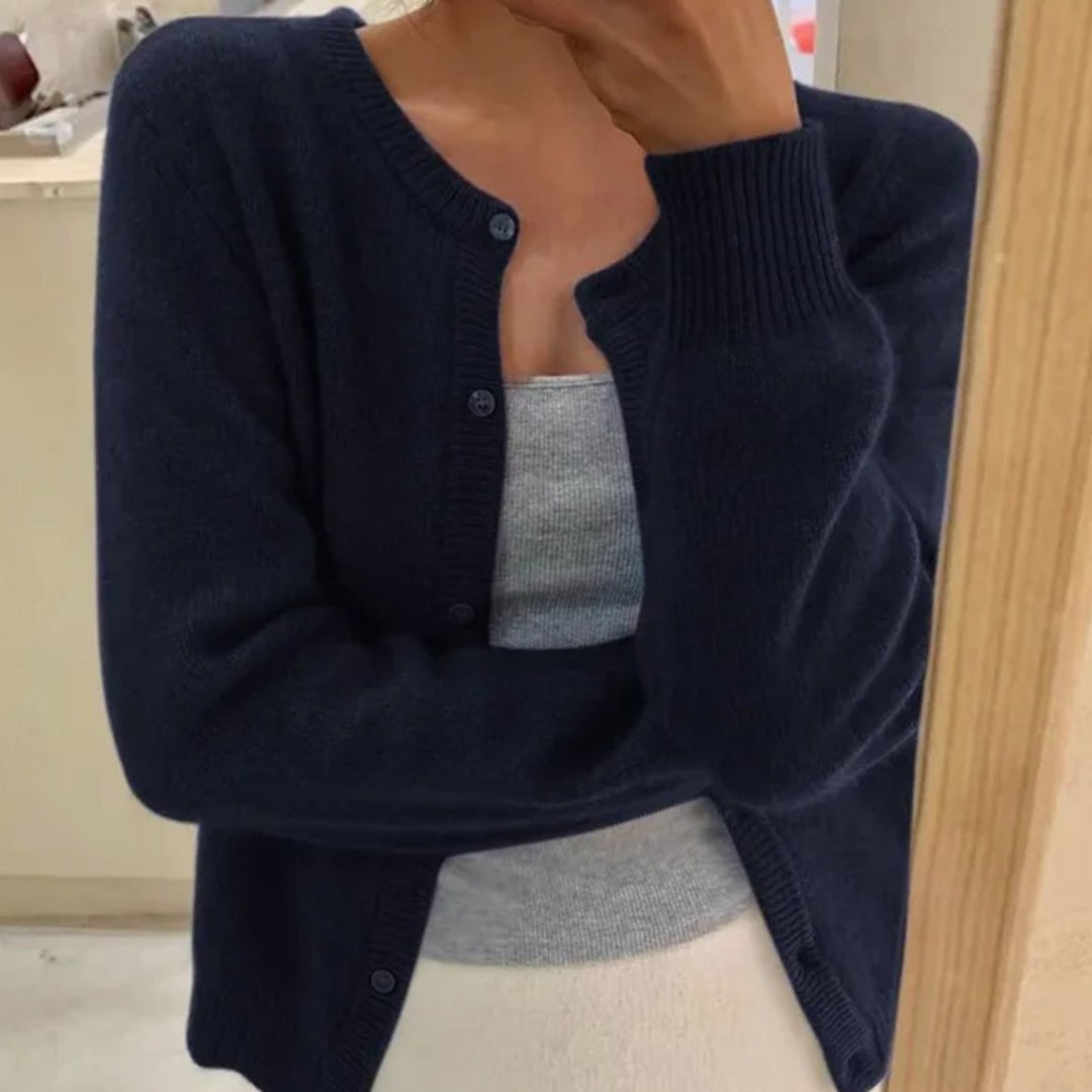 Women's Relaxed-Fit Long Sleeve Button Cardigan Sweater - Dark Blue