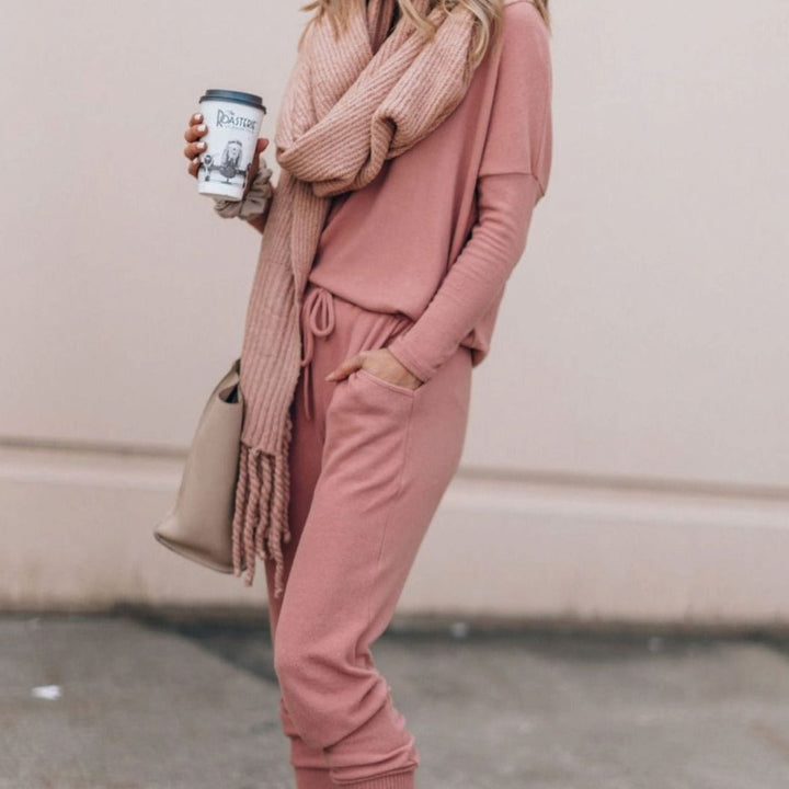 Women's Relaxed-Fit Long-Sleeve Drawstring Loungewear Sets