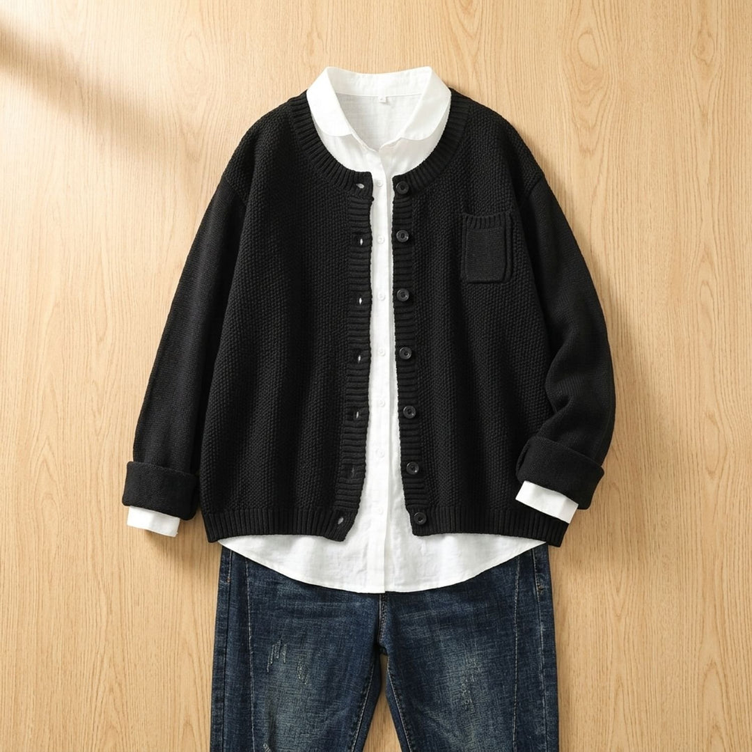 Women's Relaxed-Fit Long Sleeve Knit Button-Front Cardigan