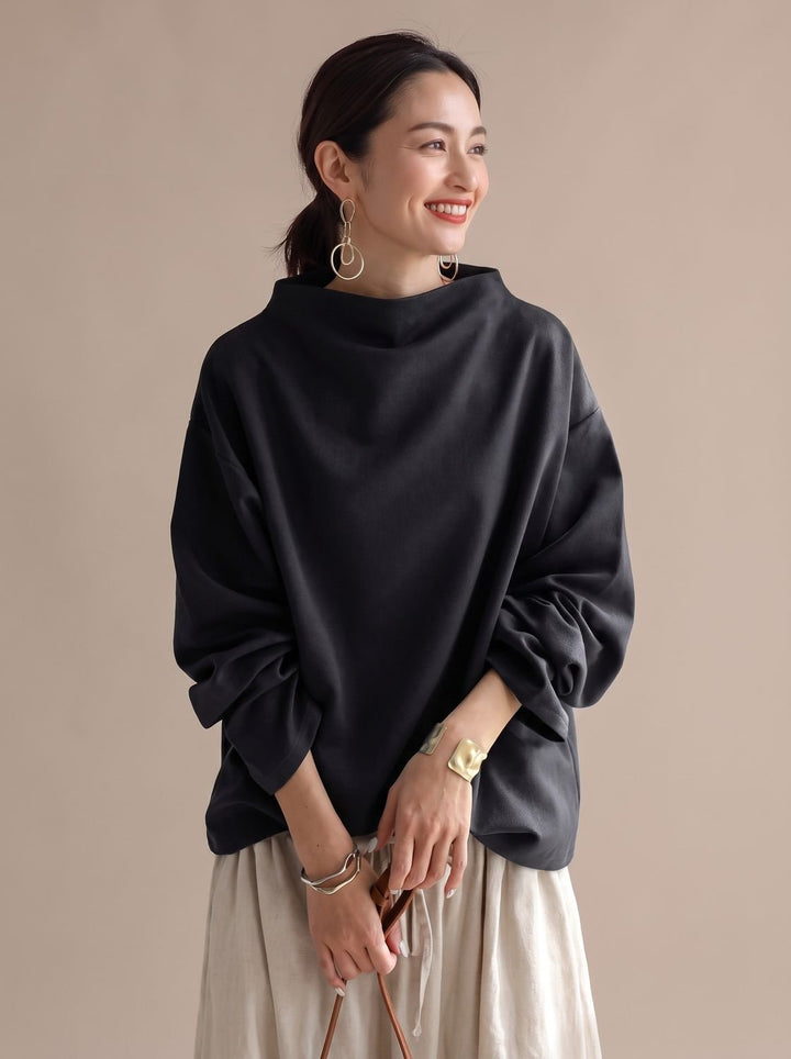 Women's Relaxed-Fit Mock-Neck Long-Sleeve Pullover Top