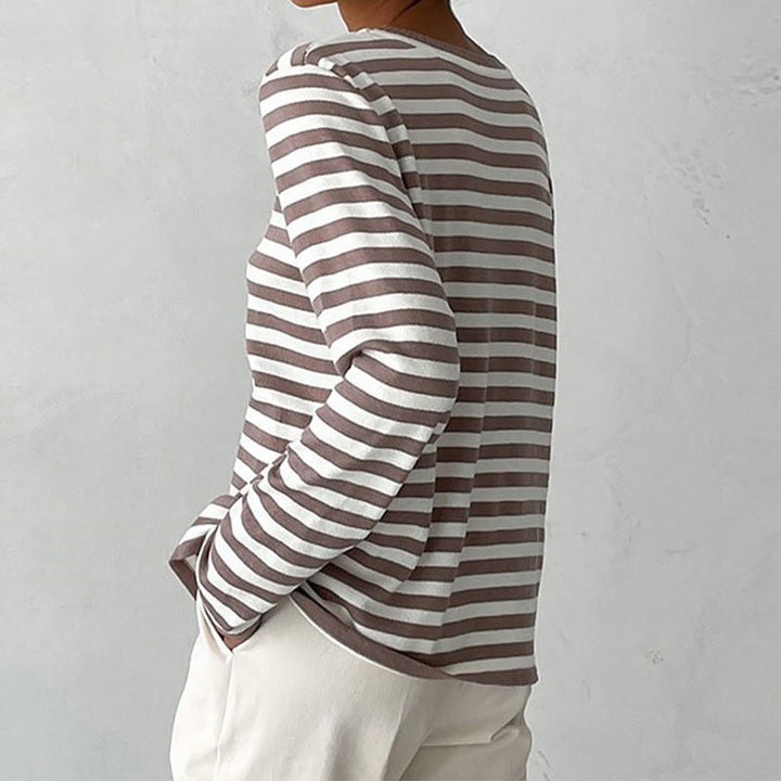 Women's Relaxed-Fit Nautical Striped Long Sleeve Sweater