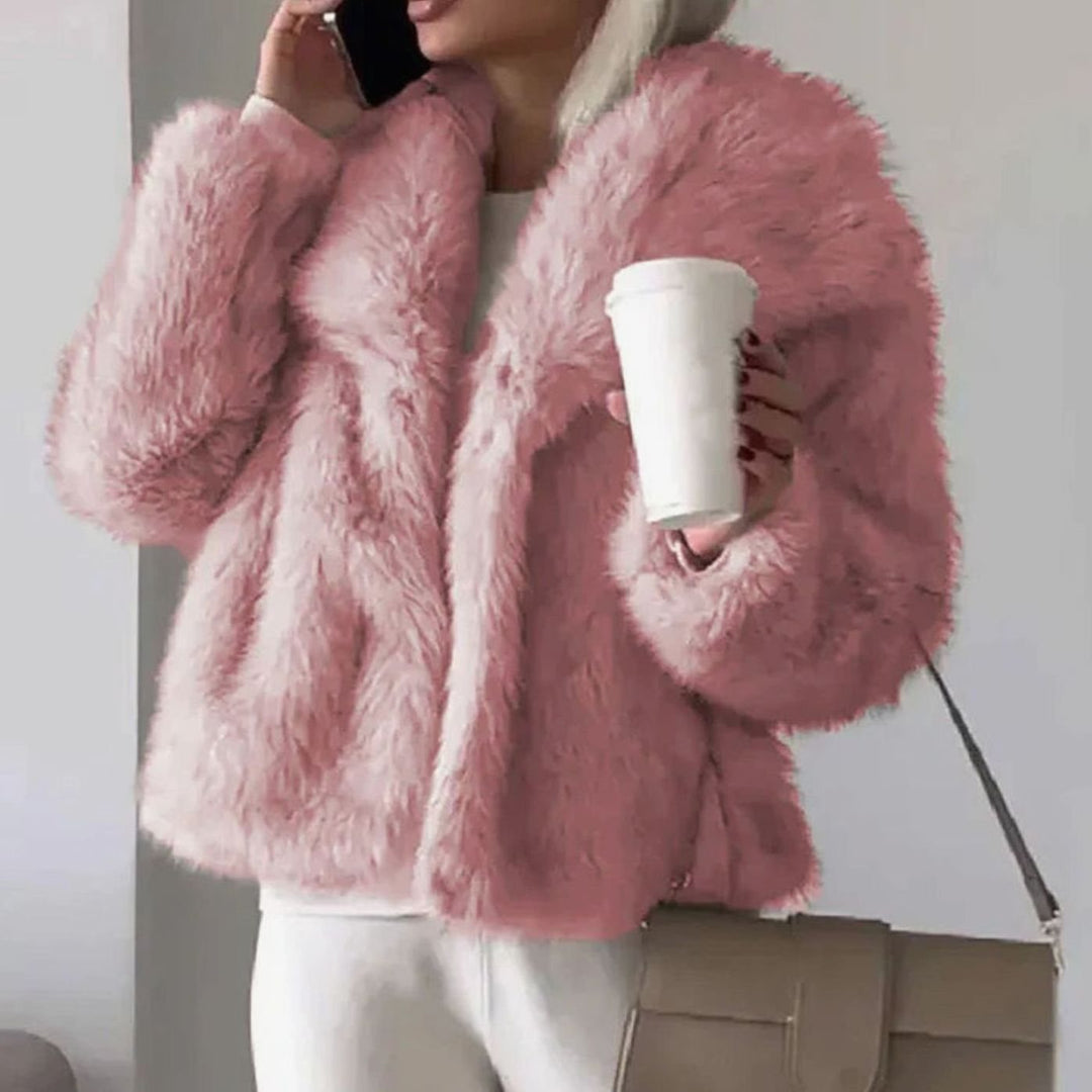 Women's Relaxed-Fit Open-Front Faux Fur Jacket - Pink