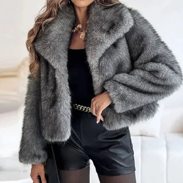 Women's Relaxed-Fit Open-Front Faux Fur Jacket - Dark Grey