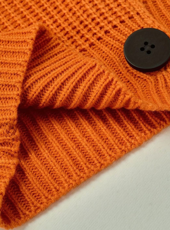 Women's Relaxed-Fit Ribbed Knit Sweater Folded Collar Pullover