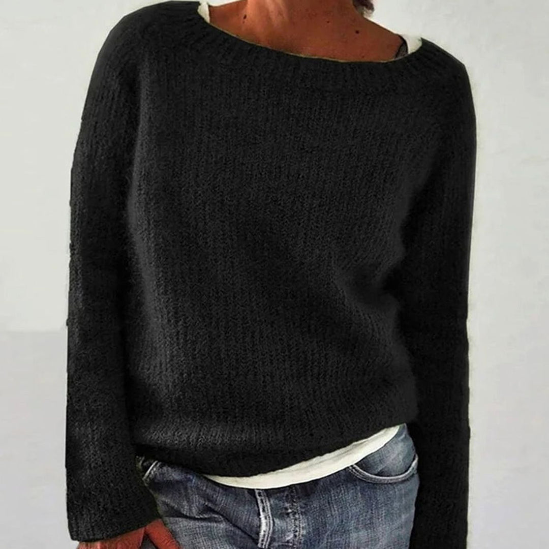 Women's Relaxed-Fit Soft Knit Pullover Sweater - Black