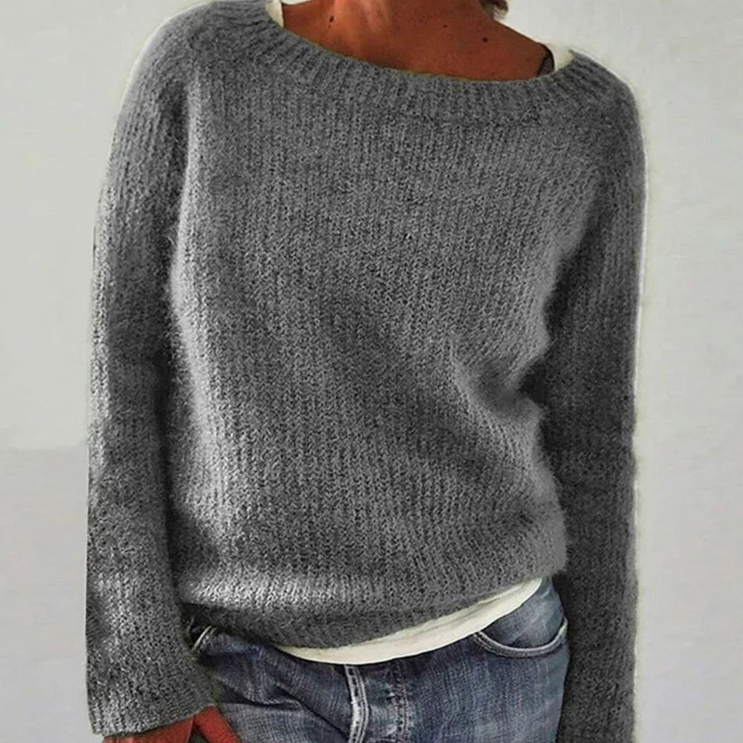 Women's Relaxed-Fit Soft Knit Pullover Sweater - Grey
