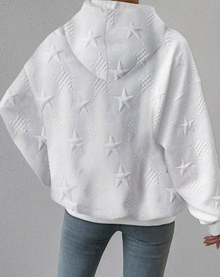 Women's Relaxed-Fit Star-Embossed Drawstring Hoodie