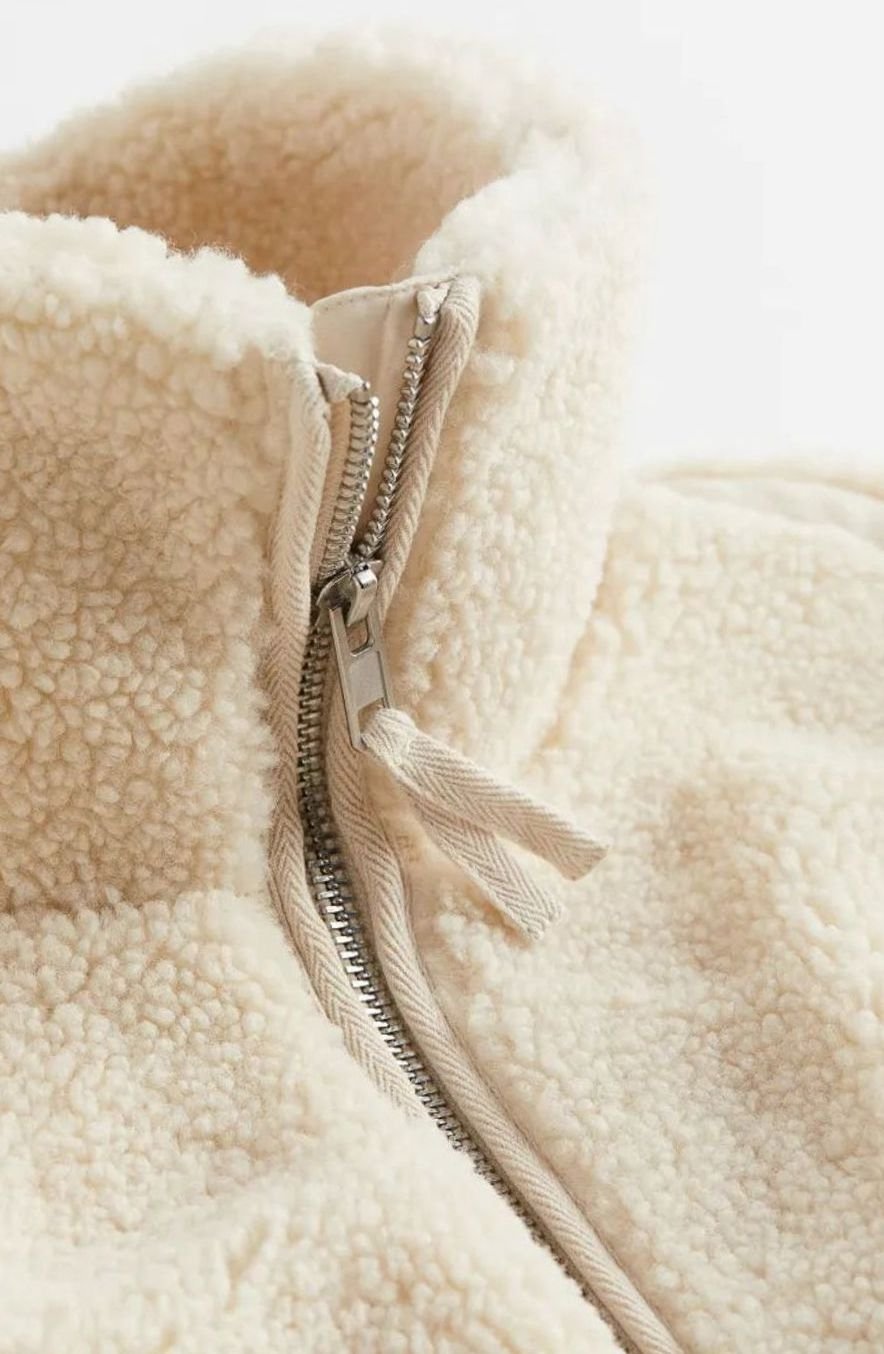 Women's Relaxed-Fit Teddy Zip-Up Jacket High Neck Fleece