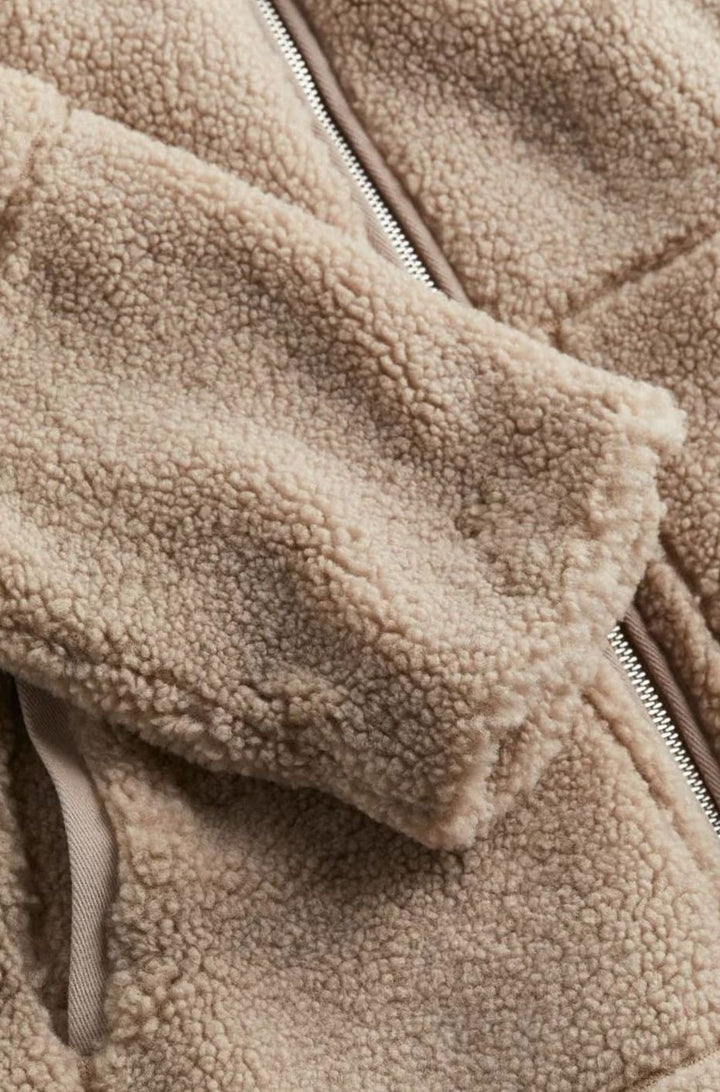 Women's Relaxed-Fit Teddy Zip-Up Jacket High Neck Fleece