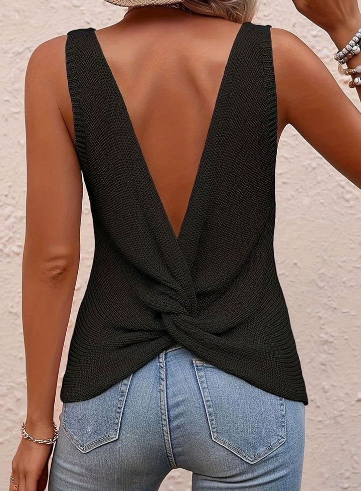 Women's Relaxed-Fit V-Neck Knit Sleeveless Tank Top