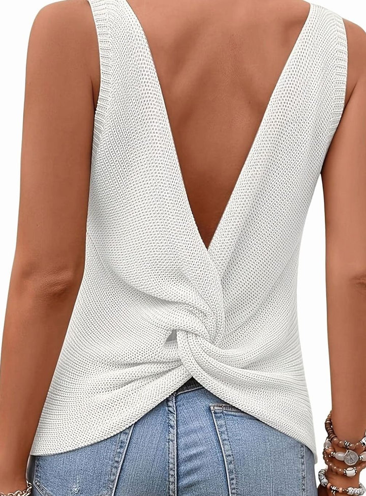Women's Relaxed-Fit V-Neck Knit Sleeveless Tank Top