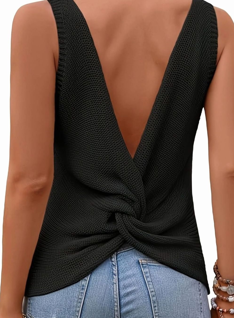 Women's Relaxed-Fit V-Neck Knit Sleeveless Tank Top