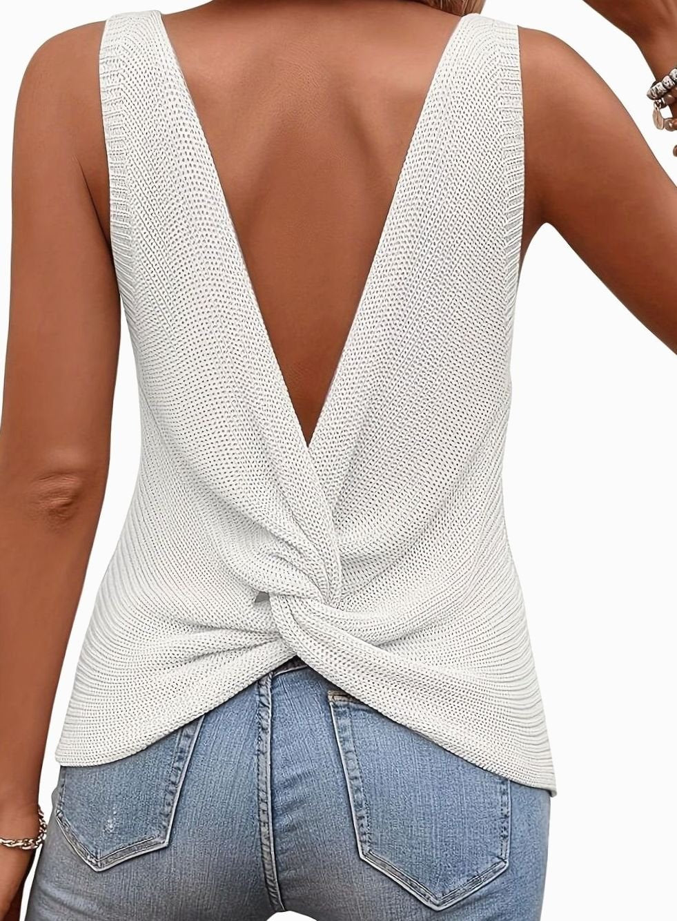 Women's Relaxed-Fit V-Neck Knit Sleeveless Tank Top