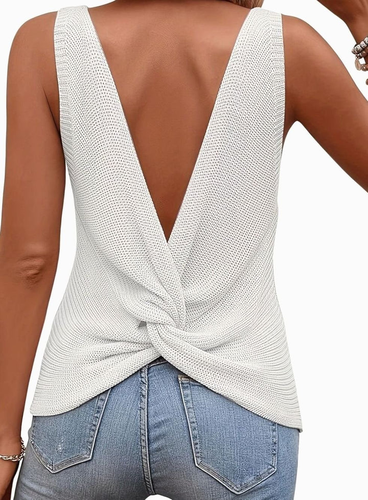 Women's Relaxed-Fit V-Neck Knit Sleeveless Tank Top