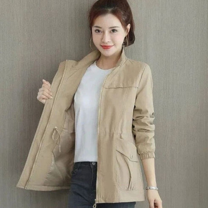 Women's Relaxed-Fit Waterproof Zip-Up Trench Coat - Khaki