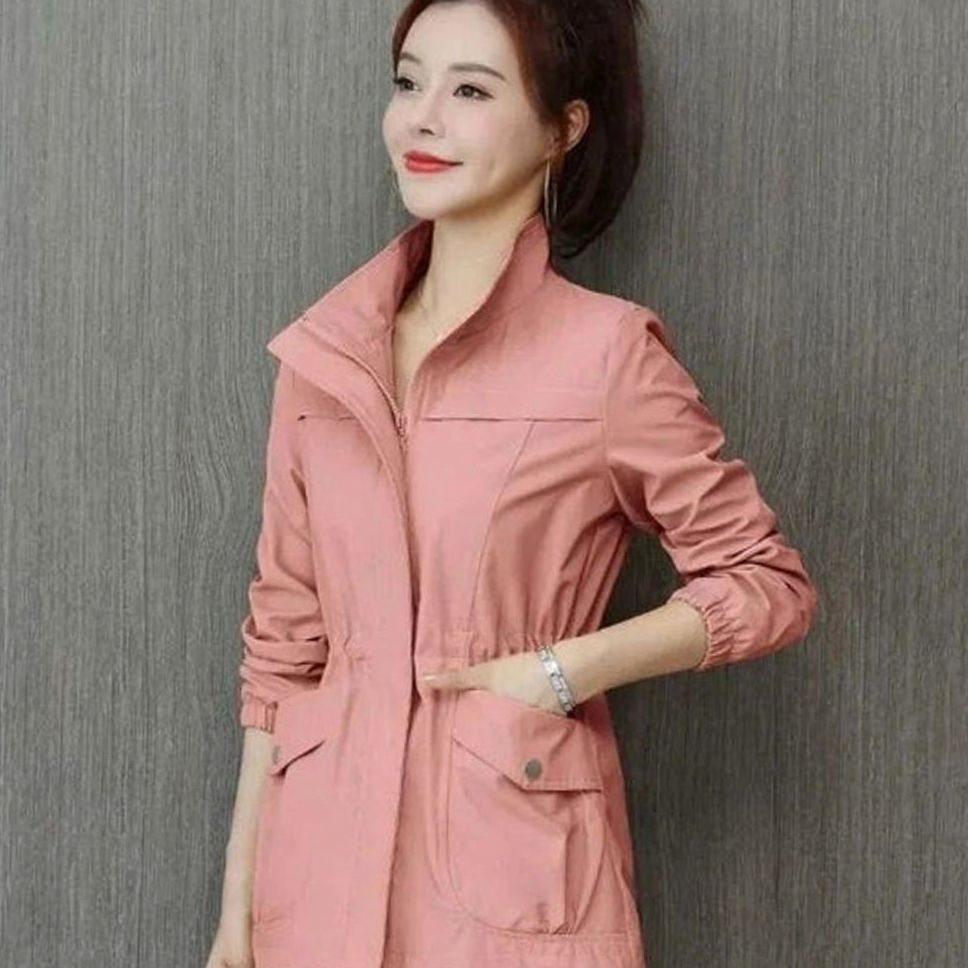 Women's Relaxed-Fit Waterproof Zip-Up Trench Coat - Pink