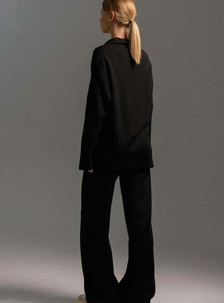 Women's Relaxed-Fit Wide-Leg Quarter-Zip Winter Lounge Set