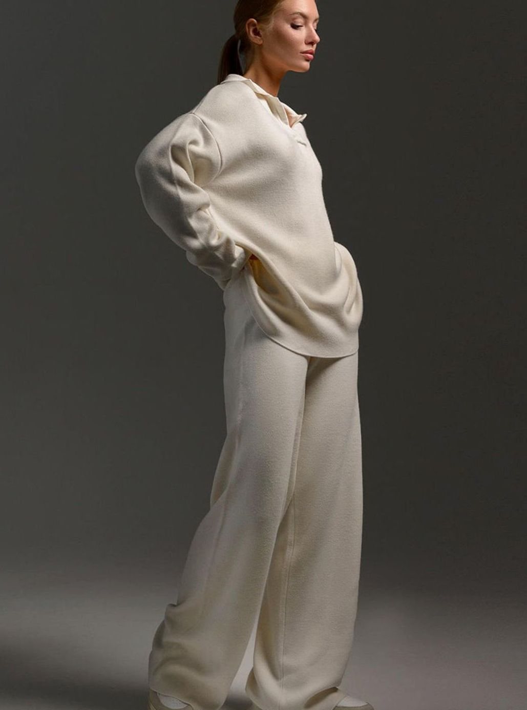 Women's Relaxed-Fit Wide-Leg Quarter-Zip Winter Lounge Set
