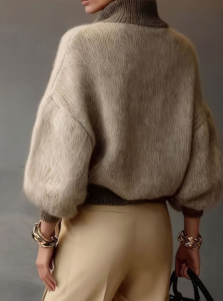 Women's Relaxed Half-Zip Fuzzy Knit Pullover Sweater