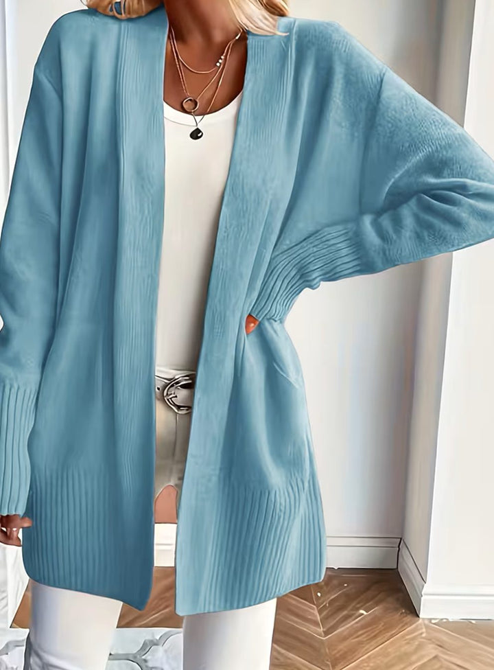 Women's Relaxed Open-Front Knit Cardigan Sweater - Violet