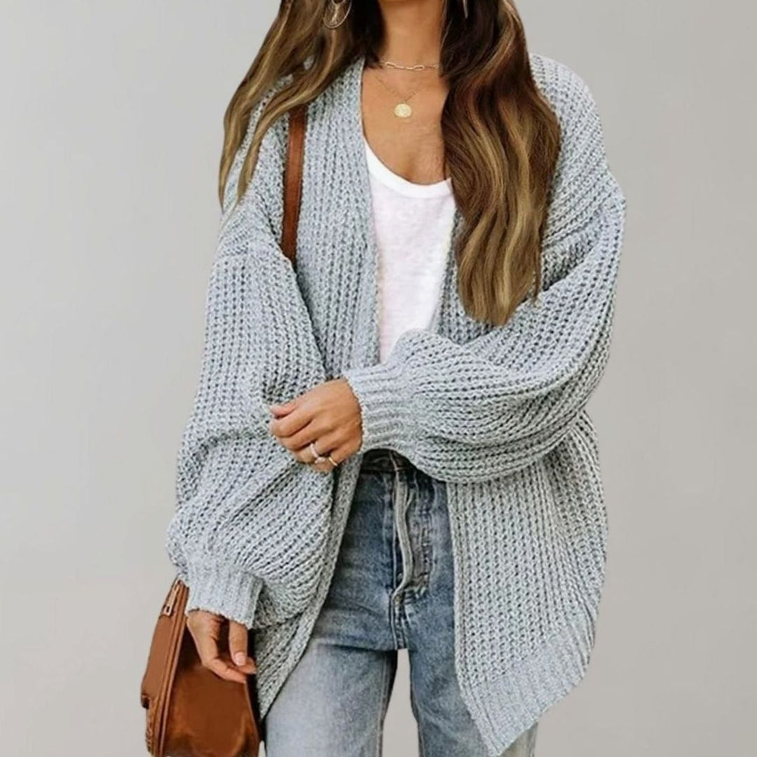 Women's Relaxed Oversized Knit Open Front Cardigan Sweater - Grey