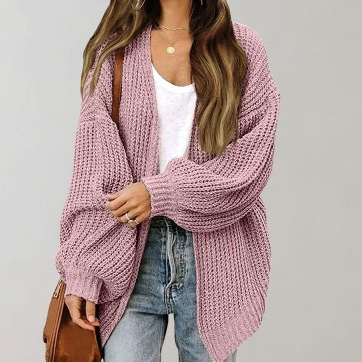 Women's Relaxed Oversized Knit Open Front Cardigan Sweater - Pink