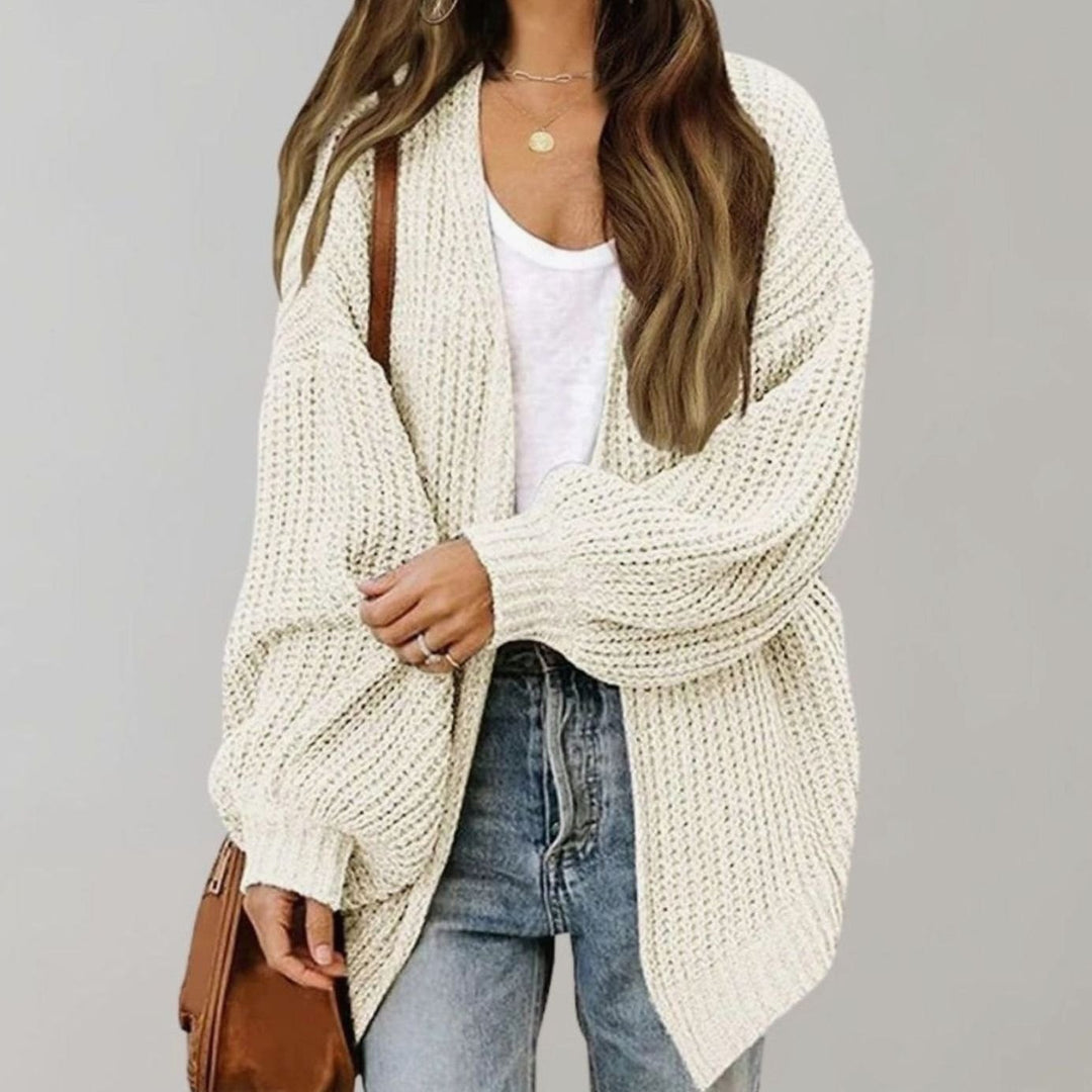 Women's Relaxed Oversized Knit Open Front Cardigan Sweater - White