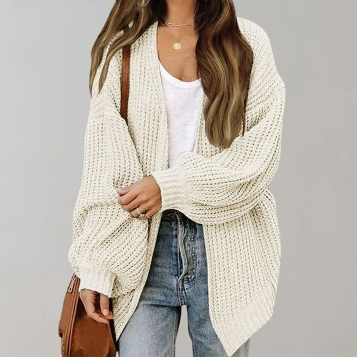 Women's Relaxed Oversized Knit Open Front Cardigan Sweater - White