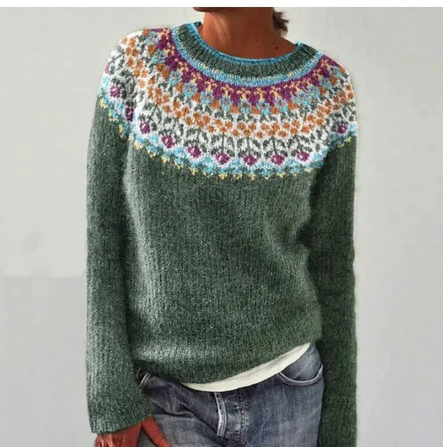 Women's Retro Striped Relaxed-Fit Knit Sweater