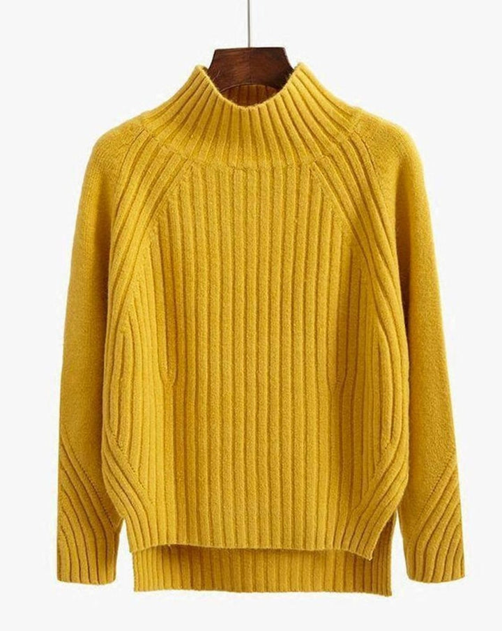 Women's Ribbed Knit Turtleneck Long Sleeve Sweater Relaxed Fit - Yellow