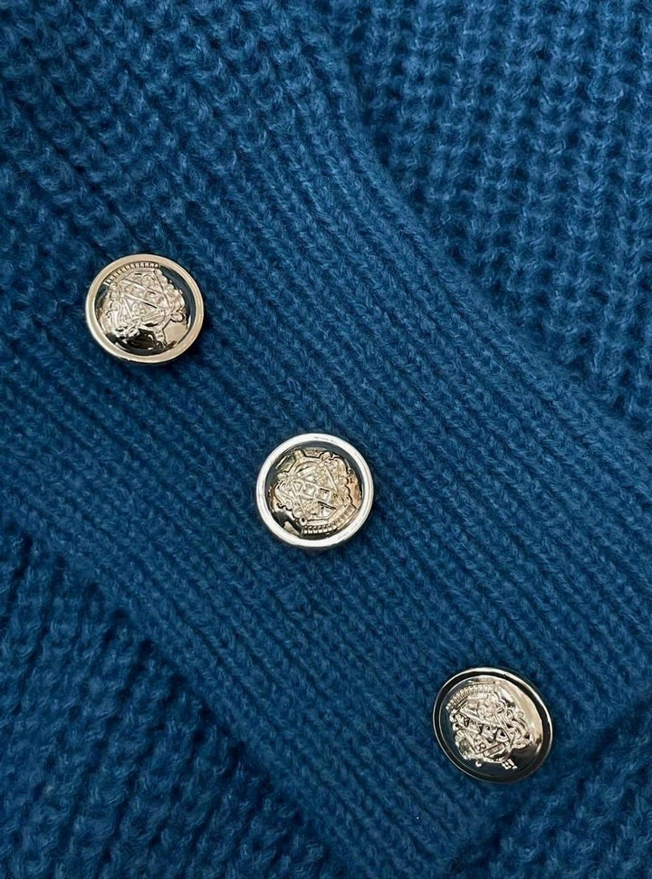 Women's Ribbed Knit V-Neck Button-Trim Pullover Sweater
