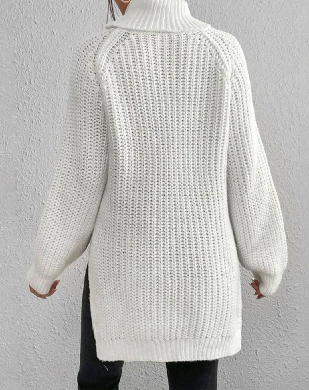 Women's Ribbed Turtleneck Sweater Long-Sleeve Chunky Knit Pullover
