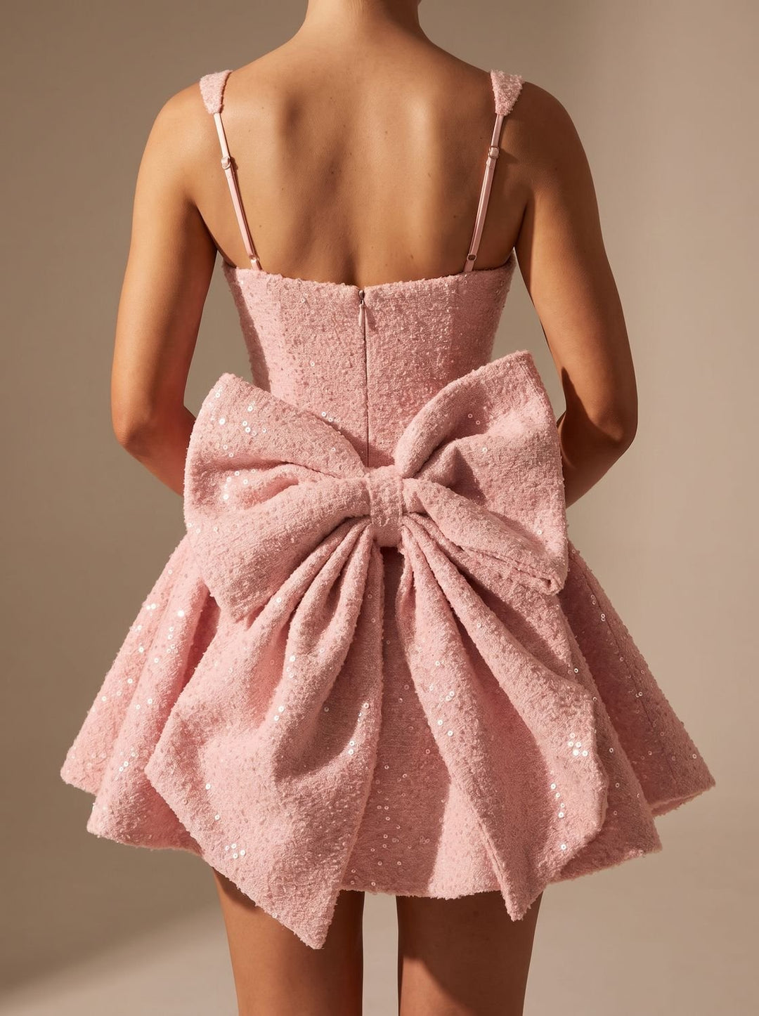 Women's Sequin Fit-and-Flare Bow Christmas Party Dress