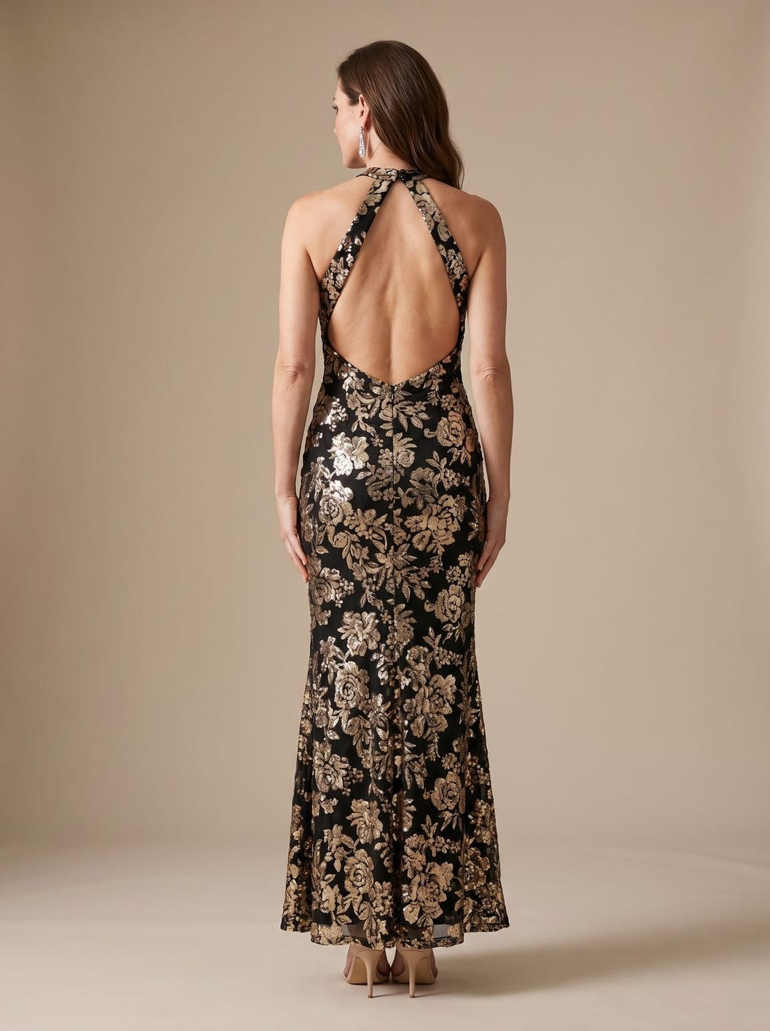 Women's Sequin Floral Mermaid Christmas Party Dress Formal Gown