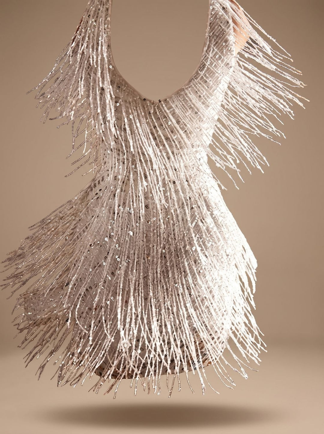 Women's Sequin Fringe V-Neck Fitted Christmas Party Mini Dress