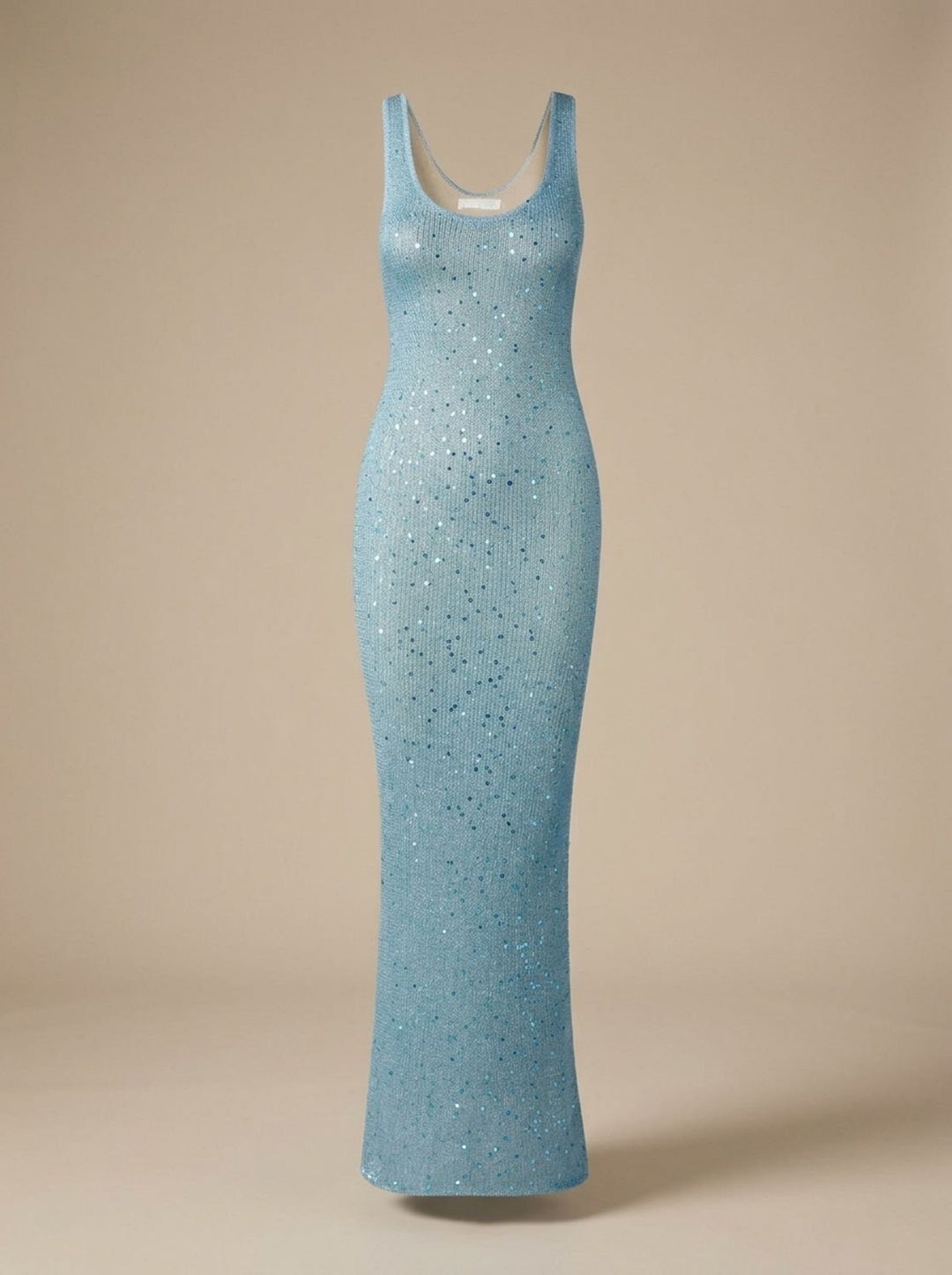 Women's Sequin Maxi Dress Scoop-Neck Sleeveless Fitted Long Dress