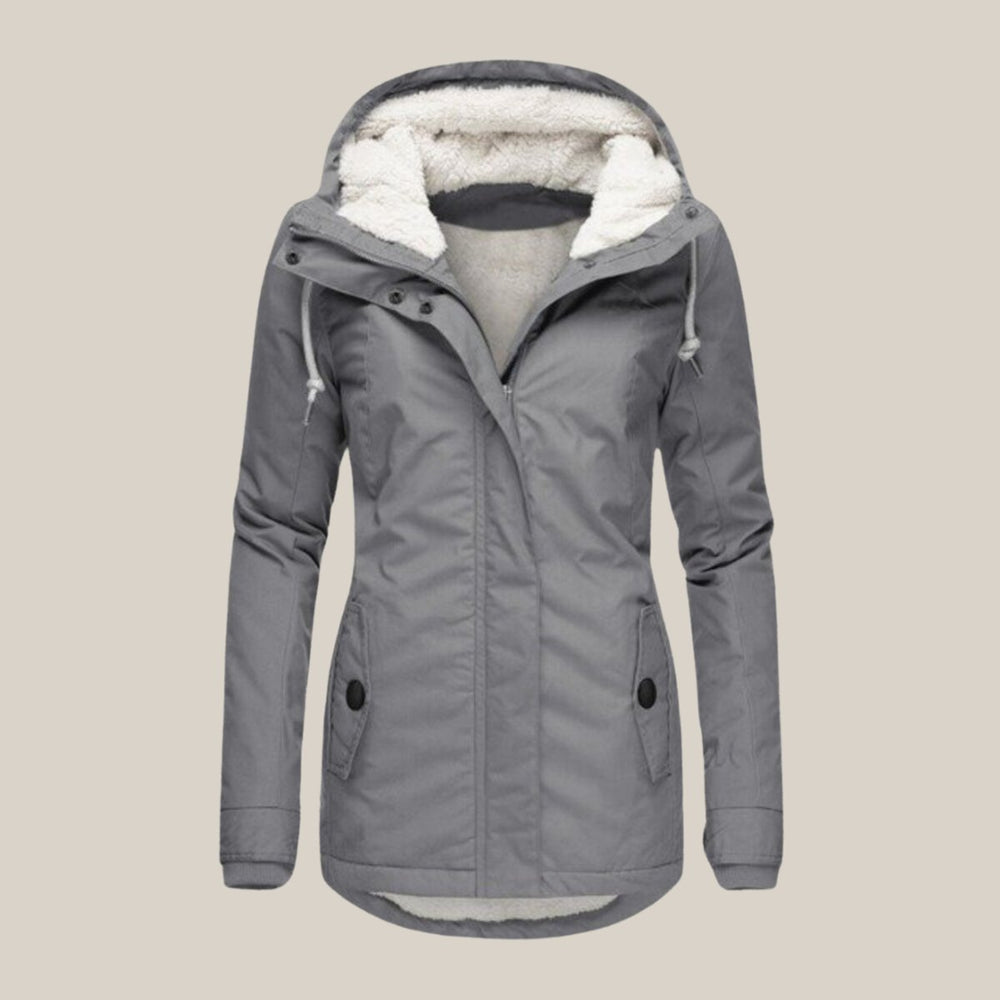 Women's Sherpa-Lined Hooded Quilted Jacket Fleece Winter Coat
