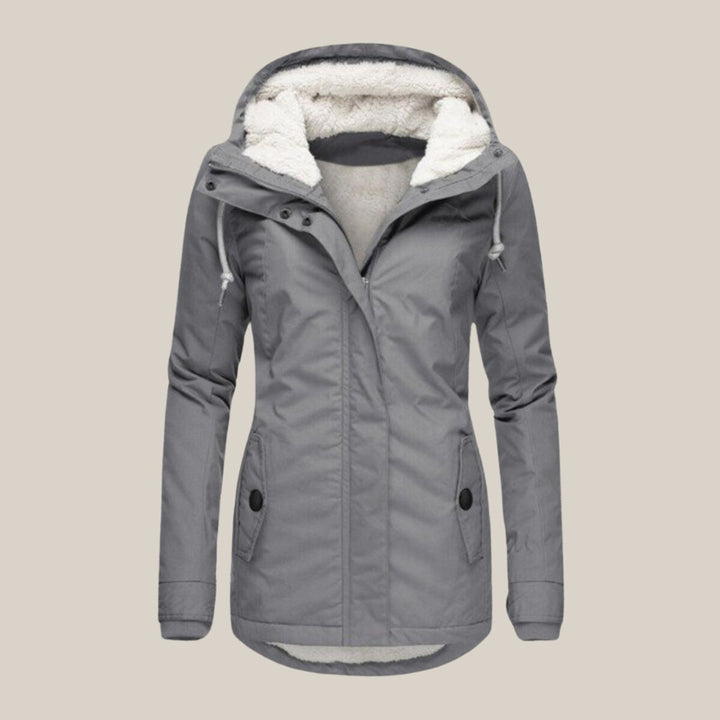 Women's Sherpa-Lined Hooded Quilted Jacket Fleece Winter Coat