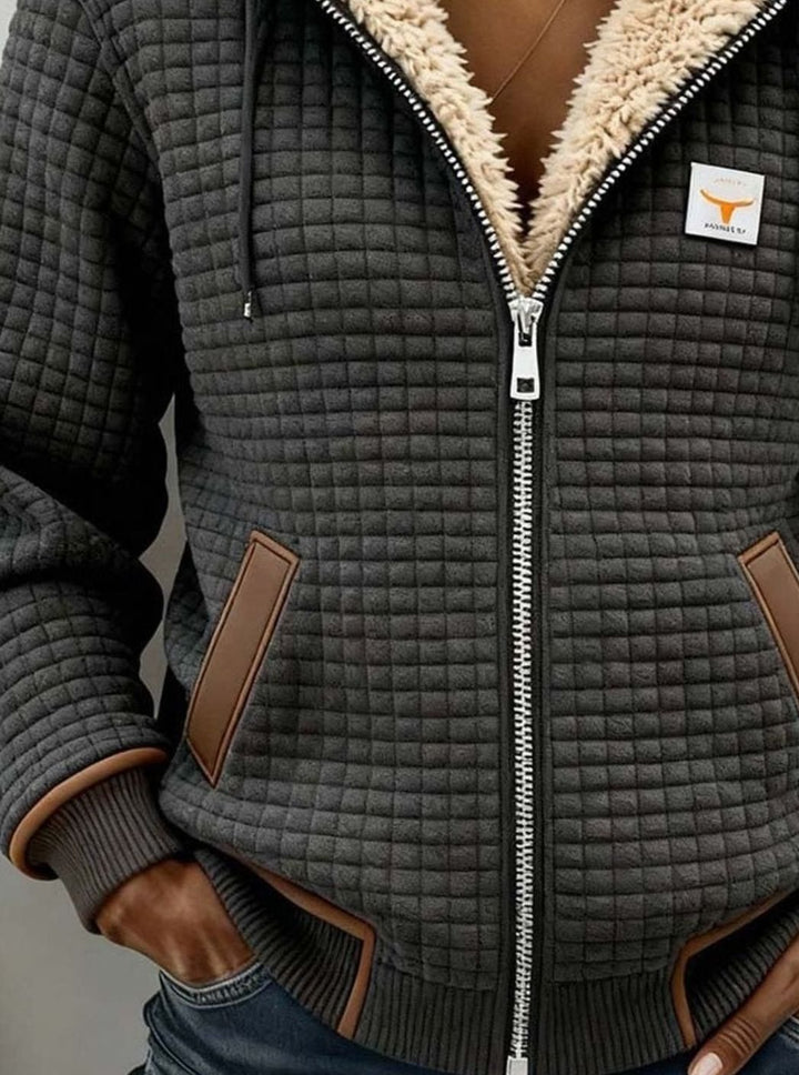 Women's Sherpa-Lined Quilted Full-Zip Fleece Hoodie Jacket