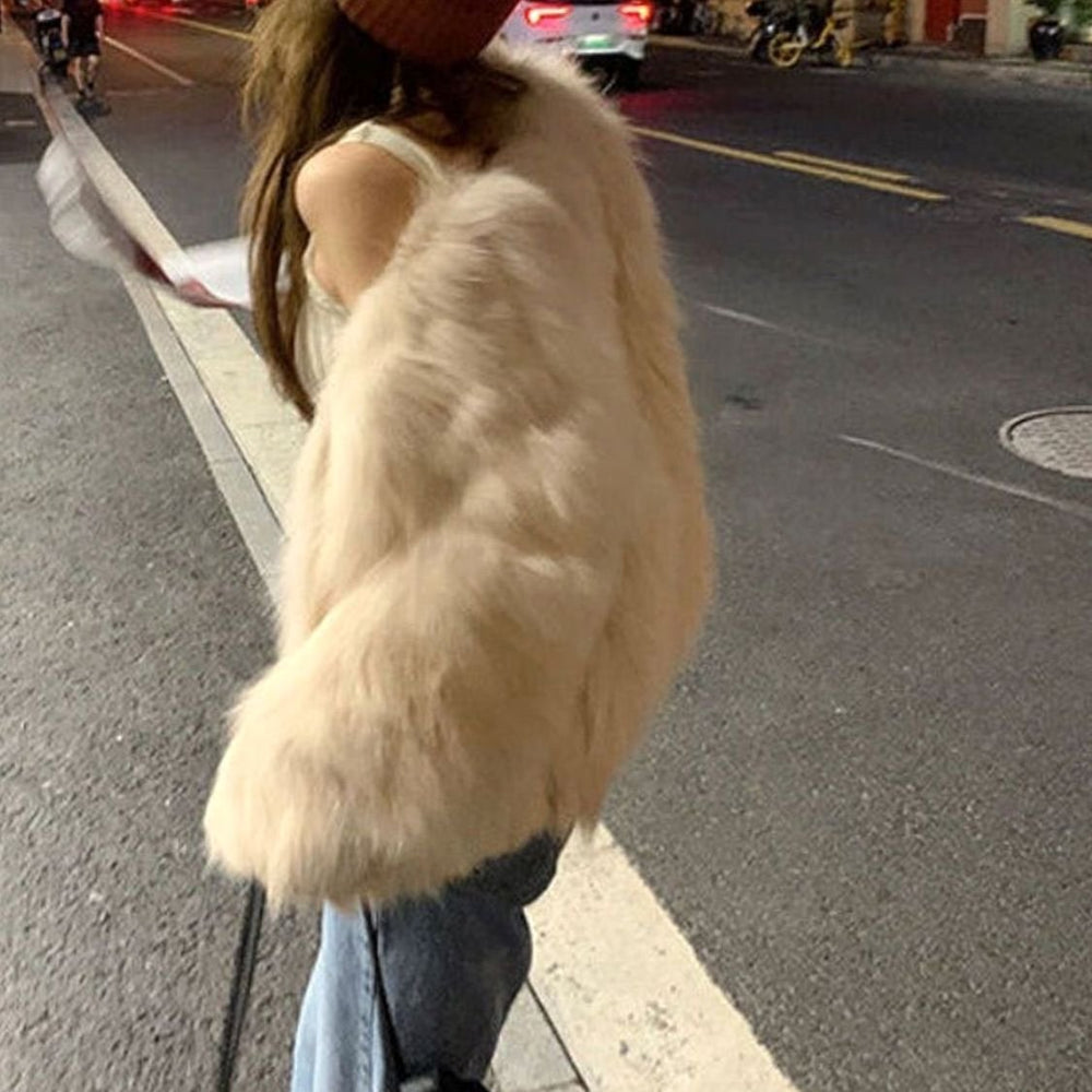 Women's Short Fluffy Faux Fur Party Jacket