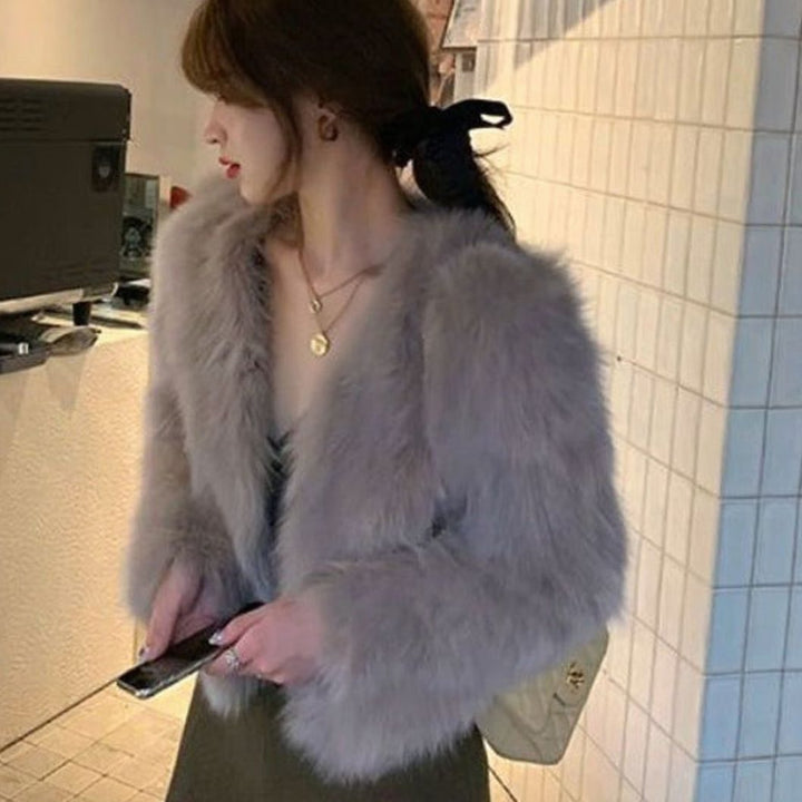 Women's Short Fluffy Faux Fur Party Jacket