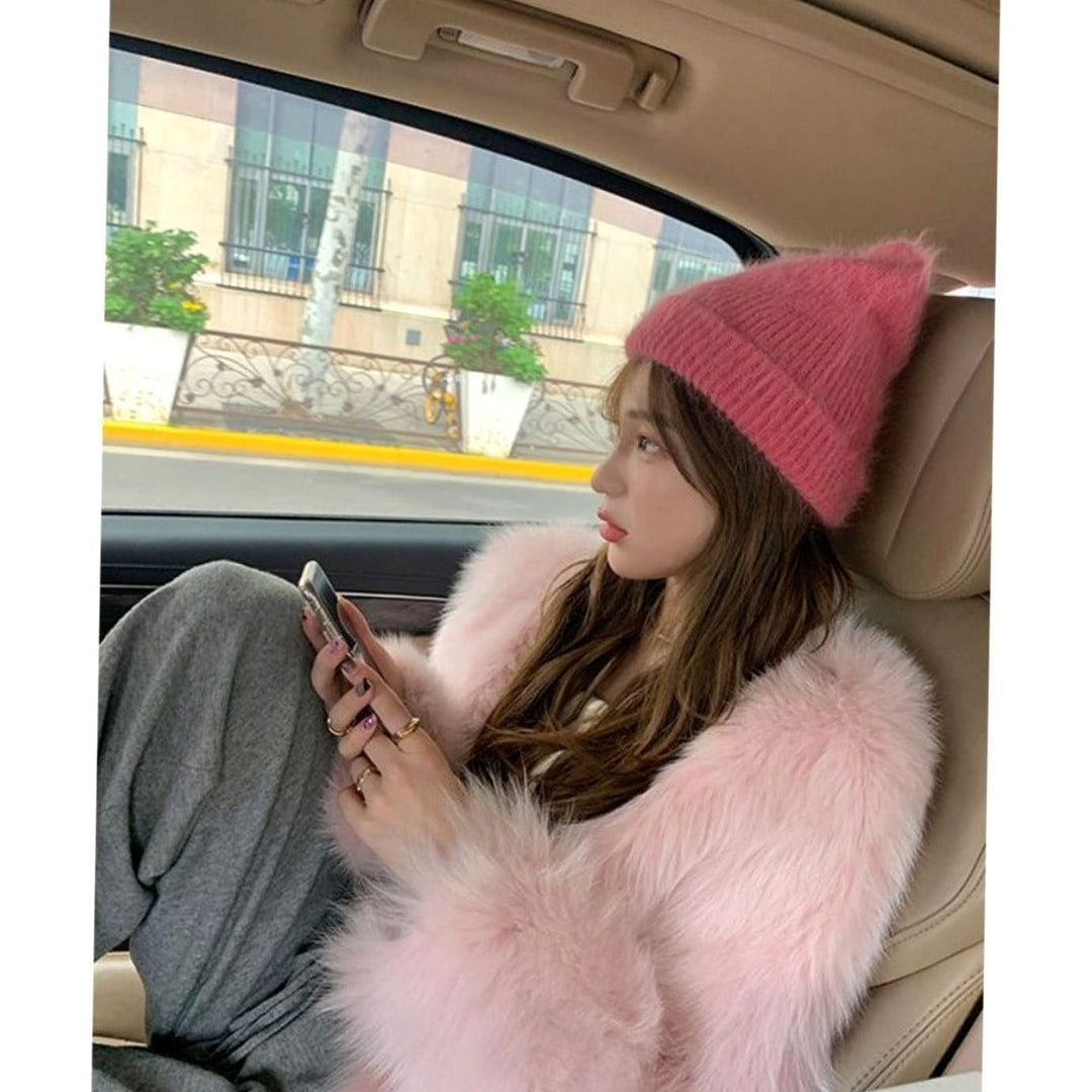 Women's Short Fluffy Faux Fur Party Jacket - Cherry Blossom Pink