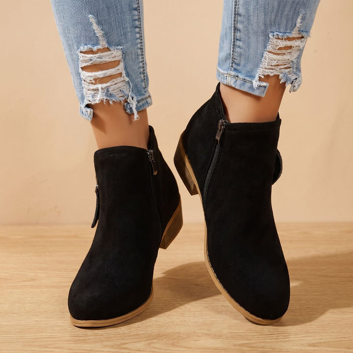 Women's Side Zip Ankle Boots Block Heel Wide Toe Box
