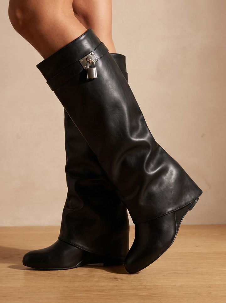Women's Sleek Faux Leather Knee High Boots