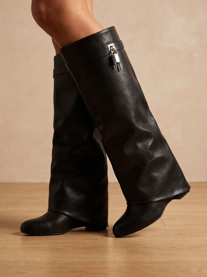 Women's Sleek Faux Leather Knee High Boots