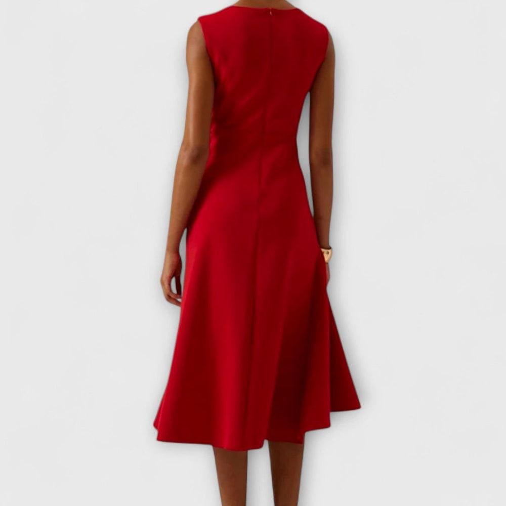 Women's Sleeveless Asymmetrical Drape Flowy Midi Dress