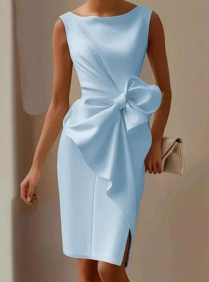 Women's Sleeveless Bow-Detail Bodycon Midi Dress - Blue